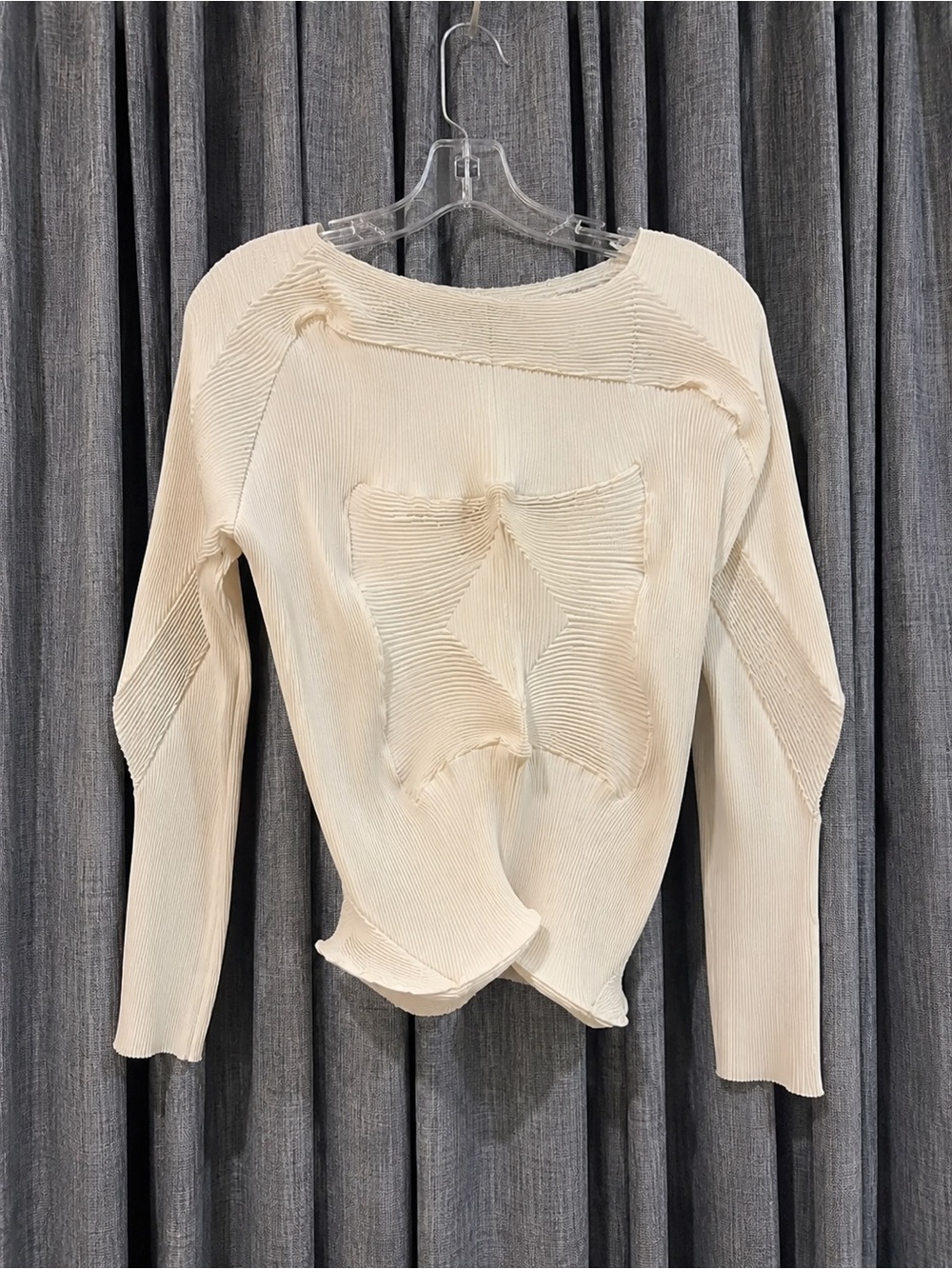 Issey Miyake Designer White Cube Flower Bud Pleated Sculptural Top Ivory sz 2